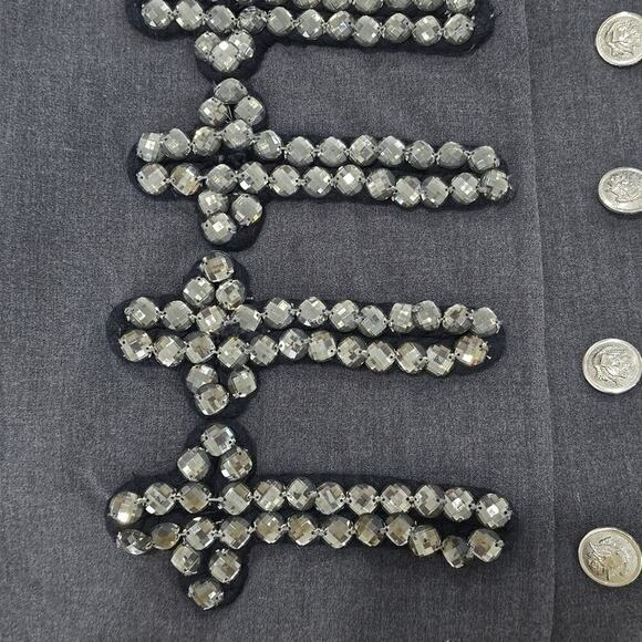 Vintage NWT Alythea Vest Jeweled Embellished Silver Button Gray Size SM Jeweled - Picture 11 of 12